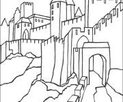Coloriage Château avec Les Murs Forts