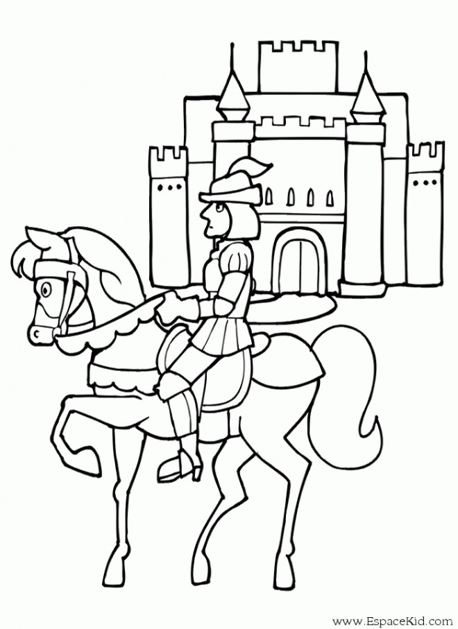 Coloriage et dessins gratuits Château et Chevalier à imprimer