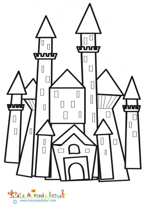 Coloriage Château Facile En Vecteur Dessin Gratuit à Imprimer