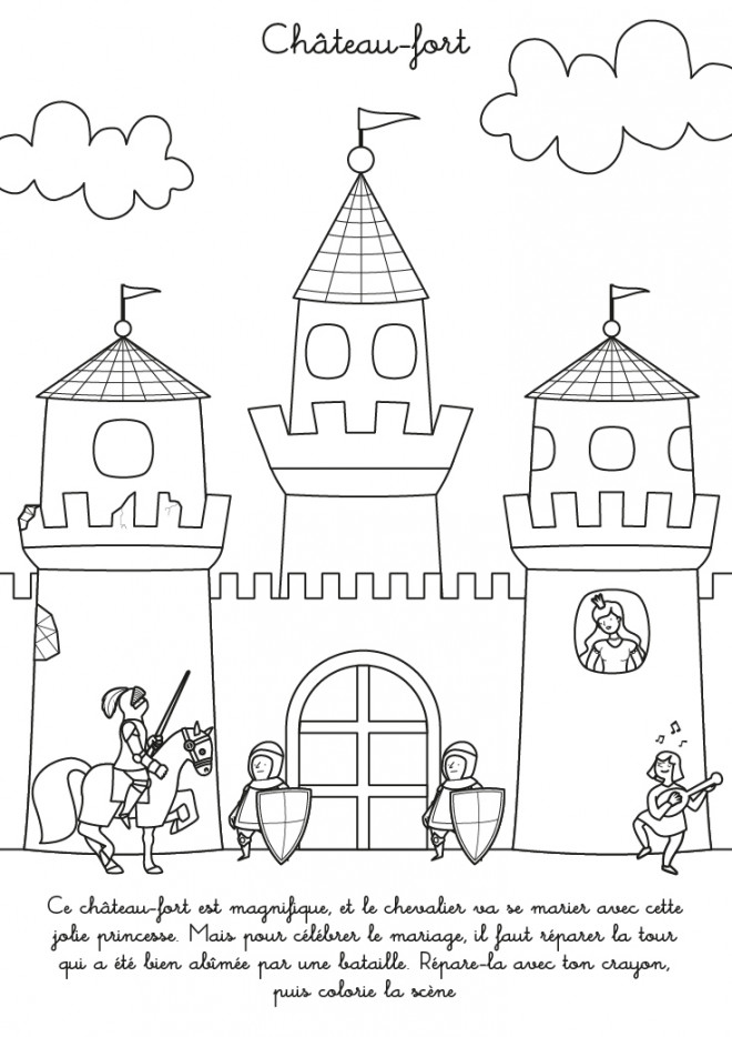 Coloriage Chateau Fort Dessin Gratuit A Imprimer