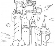 Coloriage ch&acirc;teau Fort sur La montagne