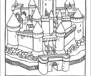 Coloriage et dessins gratuit château numéroté à imprimer