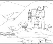 Coloriage Paysage de Ch&acirc;teaux