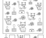 Coloriage et dessins gratuit Cherche et trouve chat à imprimer