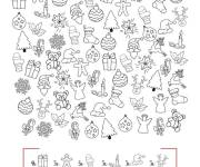 Coloriage Cherche et trouve les &eacute;l&eacute;ments de no&euml;l