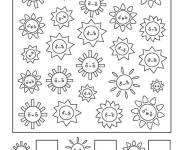 Coloriage et dessins gratuit Cherche et trouve soleil à imprimer