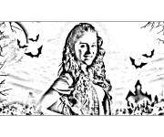 Coloriage et dessins gratuit Daisy de Chica Vampiro devant le ch&acirc;teau à imprimer