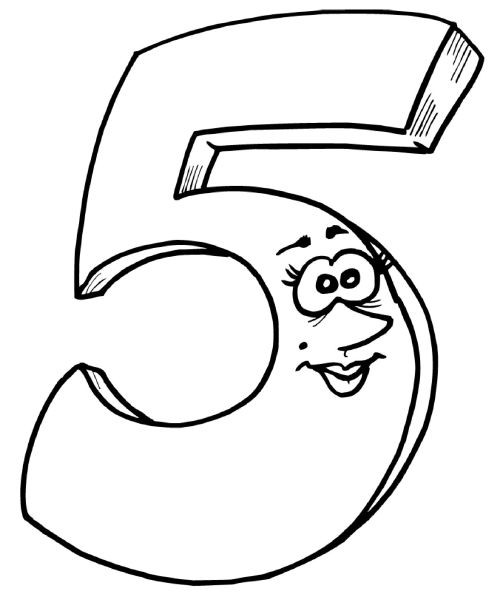 Coloriage et dessins gratuits Chiffre 5 souriant à imprimer