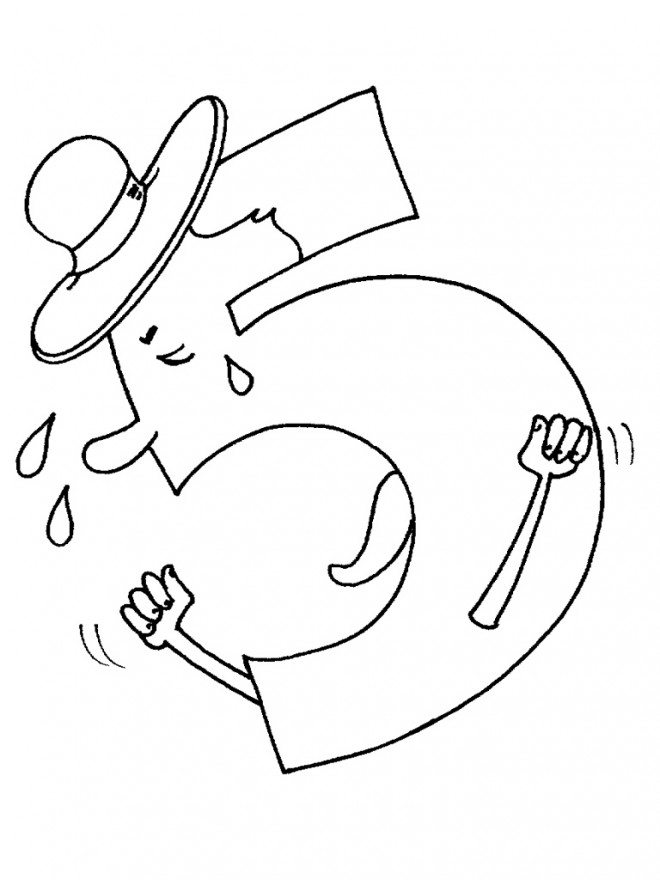 Coloriage et dessins gratuits Chiffre Cinq qui pleure à imprimer