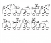 Coloriage Wagons et Chiffres