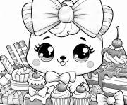 Coloriage Animal mignon entour&eacute; par des chocolat