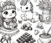 Coloriage Animaux magiques avec du chocolat