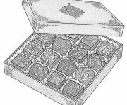 Coloriage Bo&icirc;te de chocolats d&eacute;taill&eacute;e