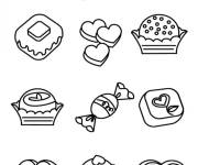 Coloriage Bonbons et chocolat en noir et blanc