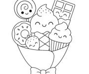 Coloriage Bouquet de gourmandises avec du chocolat