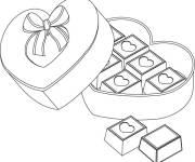 Coloriage et dessins gratuit Cadeau de Chocolat pour les amoureux à imprimer