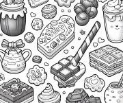 Coloriage Chocolat, bonbons et g&acirc;teau