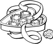 Coloriage Chocolat dans une boite en forme de Chocolat