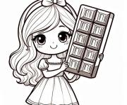 Coloriage Chocolat entre les mains de la fille
