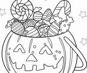 Coloriage Chocolat et bonbons de Halloween