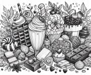Coloriage Chocolat et de la nourriture sucr&eacute;