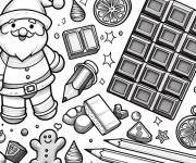 Coloriage Chocolat et p&egrave;re noel