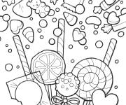 Coloriage Chute des bonbons et du chocolat