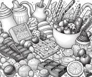Coloriage Collection de chocolat sur la table