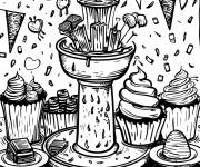 Coloriage Fontaine de chocolat en ligne