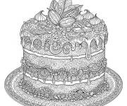 Coloriage G&acirc;teau au chocolat d&eacute;taill&eacute;