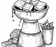 Coloriage Illustration de Fontaine de chocolat