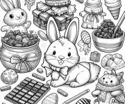 Coloriage Lapin avec de chocolat
