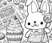 Coloriage Lapin mignon avec de chocolat
