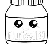 Coloriage Nutella chocolat&eacute; kawaii