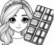 Coloriage Princesse et chocolat