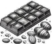 Coloriage Tablette de chocolat avec des amandes