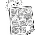 Coloriage tablette de chocolat avec le soleil et la lune