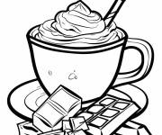 Coloriage Tasse de Chocolat chaud cr&eacute;meux