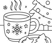 Coloriage Tasse de Chocolat noir pendant le noel