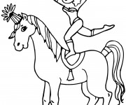 Coloriage Cirque acrobate sur cheval