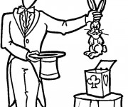 Coloriage et dessins gratuit Magicien de Cirque et son lapin magique à imprimer
