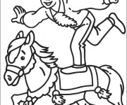 Coloriage Acrobate de Cirque sur Le Cheval