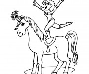 Coloriage Cirque acrobate sur Le Cheval