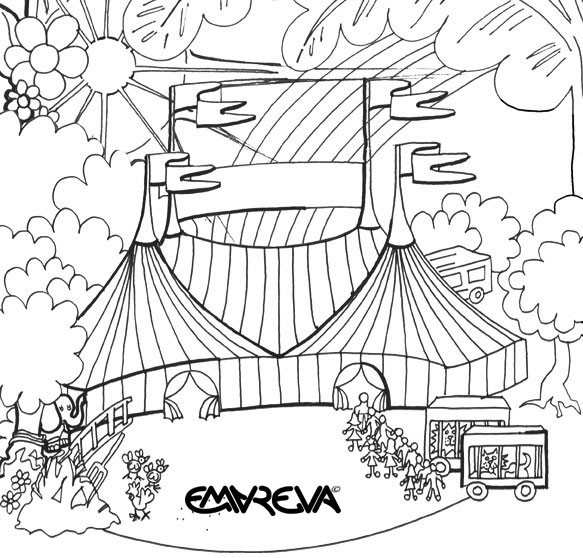 Coloriage et dessins gratuits Cirque Chapiteau dessin animé à imprimer