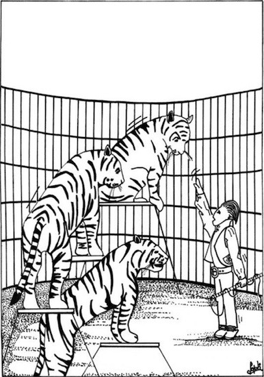 Coloriage et dessins gratuits Dompteur de Tigres dans Le Cage à imprimer
