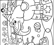 Coloriage &Eacute;l&eacute;phant de Cirque amuse La Foule
