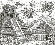 Coloriage Architecture de la civilisation maya