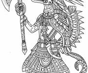Coloriage Chaak le dieu de la pluie de Maya