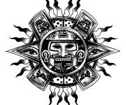 Coloriage Civilisation Maya en noir