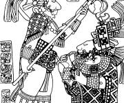 Coloriage Civilisation Maya en noir et blanc